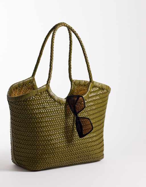 ASOS DESIGN - Sac en cuir tressé - Kaki, 2 de 4