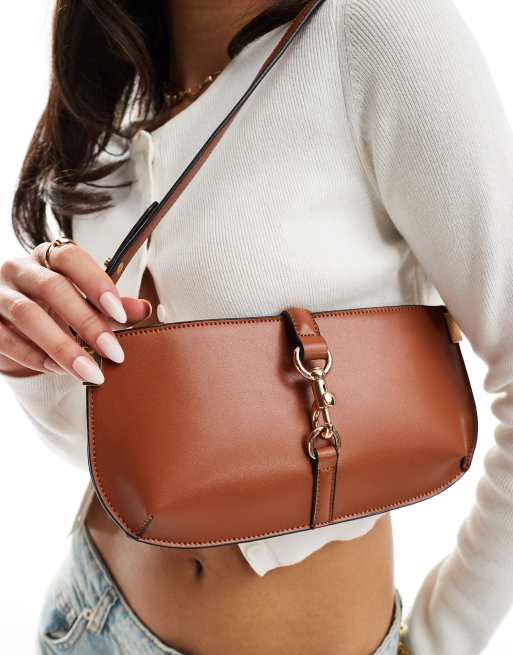 ASOS DESIGN - Sac porté épaule à fermoir métallique - Fauve