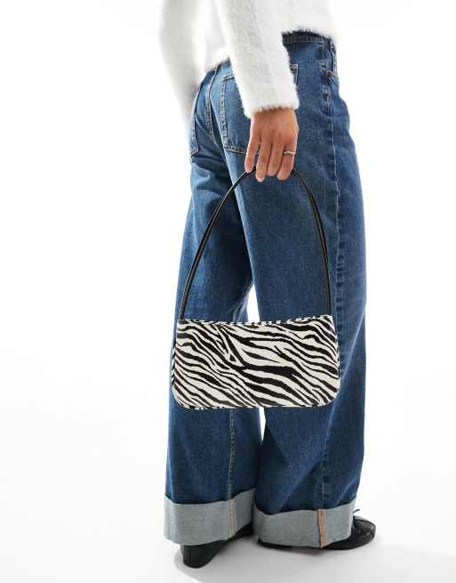ASOS DESIGN - Sac porté épaule à imprimé zèbre avec poignées fines, 3 de 4