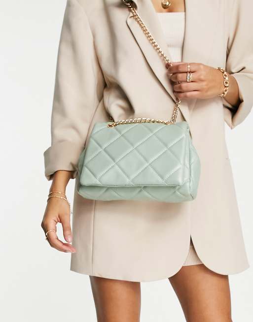 ASOS DESIGN - Sac porté épaule à matelassage losanges - Vert sauge , 3 de 4