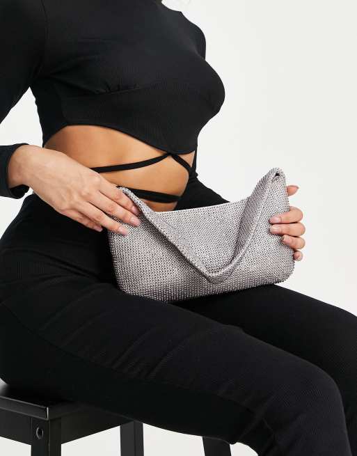 ASOS DESIGN - Sac porté épaule à strass style années 90 - Rose