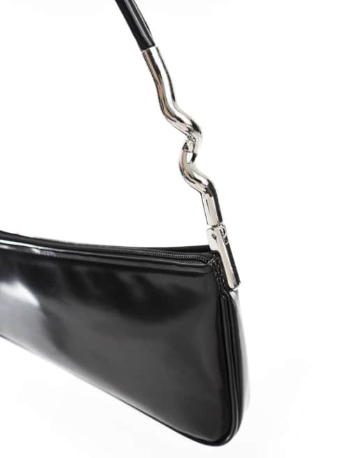 ASOS DESIGN Sac porte epaule asymetrique avec detail metallique tortille Noir ASOS