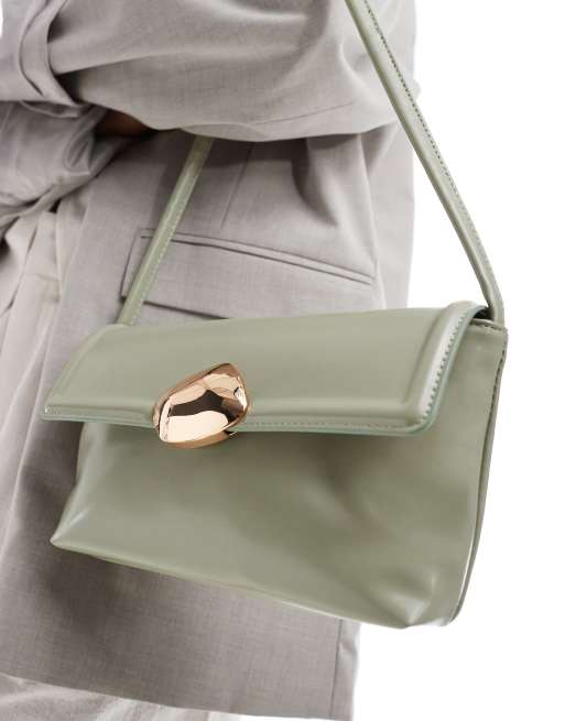 ASOS DESIGN - Sac porté épaule avec fermoir métallique effet fondu - Vert, 4 de 4