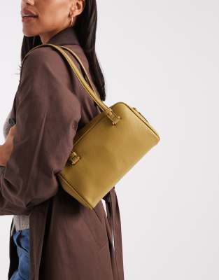 ASOS DESIGN - Sac porté épaule carré avec bords contrastants - Chartreuse-Vert