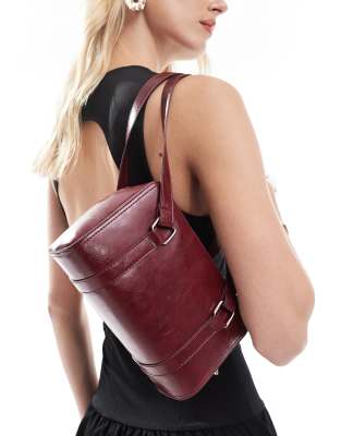 ASOS DESIGN - Sac porté épaule carré - Bordeaux-Rouge