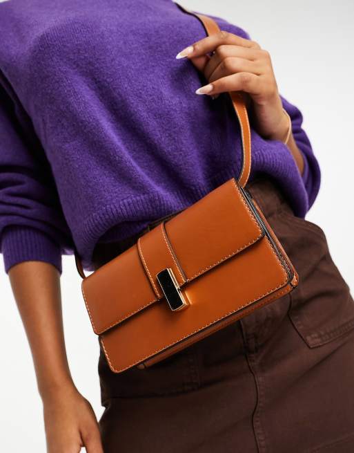 ASOS DESIGN - Sac porté épaule double fonction avec fermeture dorée - Fauve