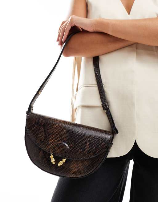 Topshop - Samantha - Sac porté épaule effet tressé à imprimé peau de serpent