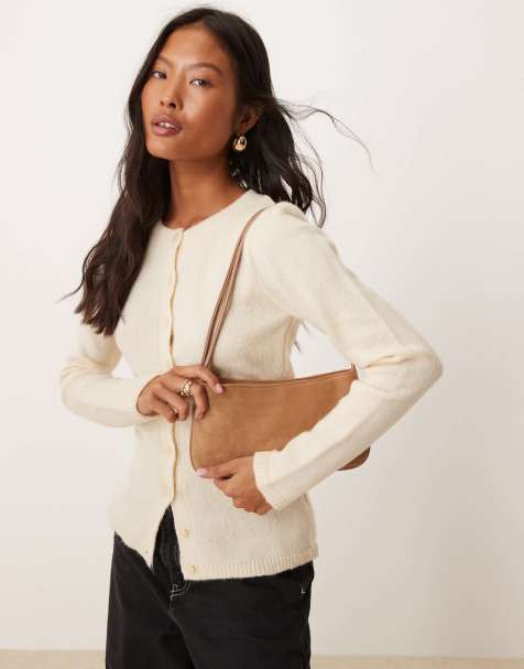 ASOS DESIGN - Sac porté épaule en imitation daim avec fines anses - Taupe - view 1
