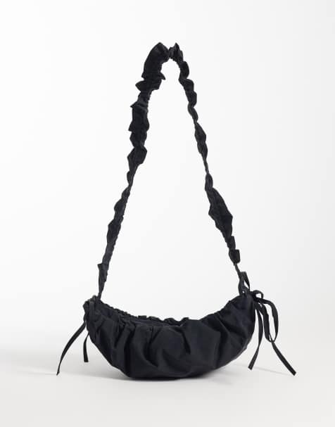 ASOS DESIGN - Sac porté épaule en nylon froncé avec bandoulière réglable - Noir - view 1
