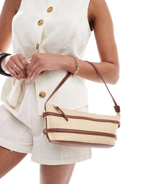 ASOS DESIGN - Sac porté épaule en paille avec lanières fauve - view 1