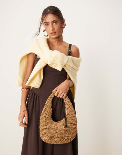 ASOS DESIGN - Sac porté épaule en paille crocheté à la main - Marron - view 1
