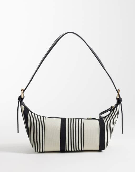 ASOS DESIGN - Sac porté épaule en toile rayée - Noir et blanc, 4 de 4
