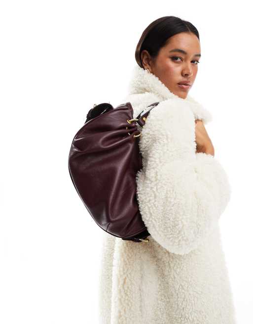 ASOS DESIGN - Sac porté épaule froncé avec anneaux - Bordeaux, 4 de 4