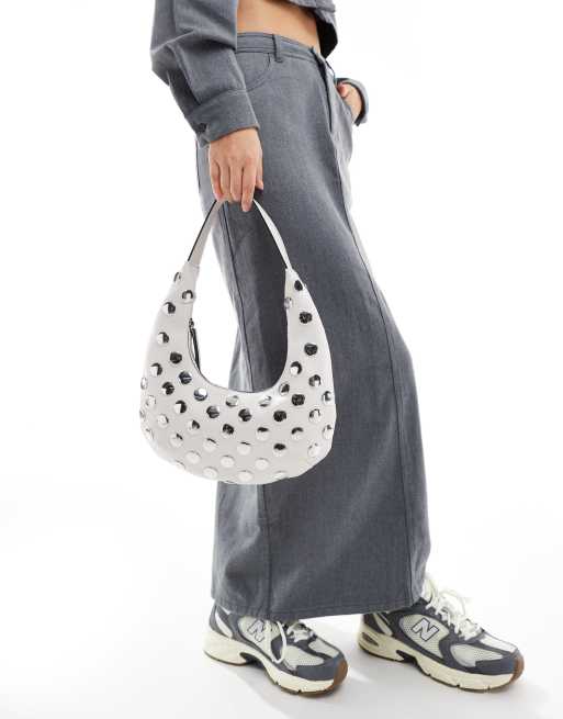 ASOS DESIGN - Sac porté épaule incurvé avec clous plats - Taupe, 3 de 4