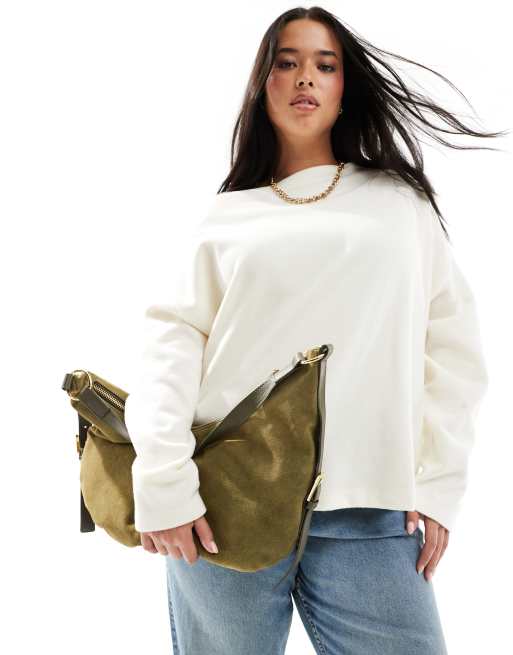 ASOS DESIGN - Sac porté épaule incurvé en daim - Vert forêt, 2 de 4