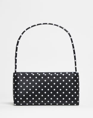 ASOS DESIGN - Sac porté épaule minimaliste style années 90 en nylon à pois - Noir-Multicolore