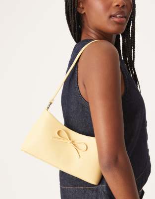 ASOS DESIGN - Sac porté épaule style années 90 à détail naud - Beurre-Jaune
