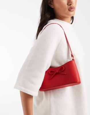 ASOS DESIGN - Sac porté épaule style années 90 avec détail naud - Rouge cerise-Bleu