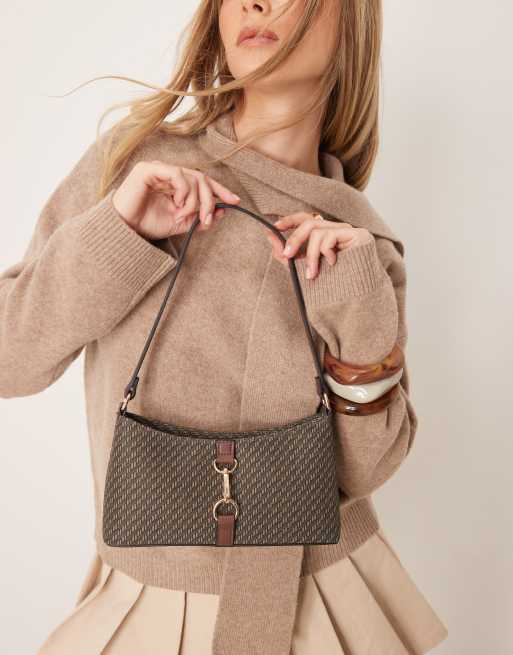 ASOS DESIGN - Sac porté épaule taille moyenne à monogramme style années 90 avec détail mousqueton