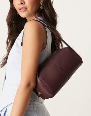 ASOS DESIGN - Sac porté épaule texturé style bowling - Bordeaux-Rouge