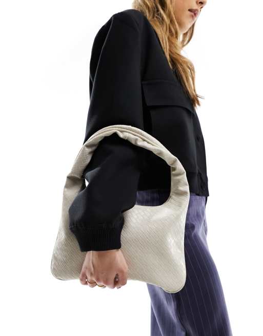 ASOS DESIGN - Sac porté épaule tissé avec poignée boucle - Blanc cassé