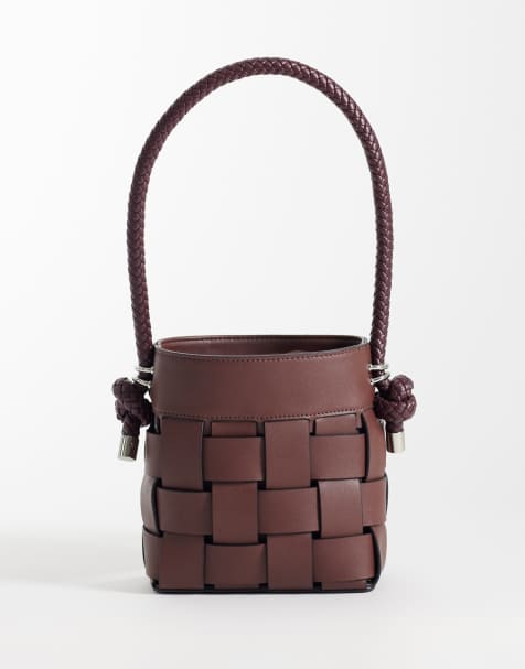 ASOS DESIGN - Sac porté épaule tressé style seau - Chocolat - view 1