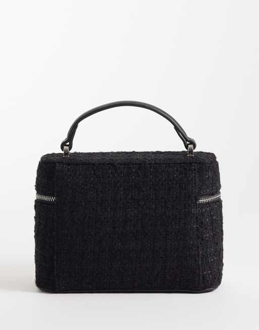 ASOS DESIGN - Sac rigide style vanity en bouclé avec bandoulière amovible - Noir, 2 de 4