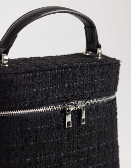 ASOS DESIGN - Sac rigide style vanity en bouclé avec bandoulière amovible - Noir, 3 de 4