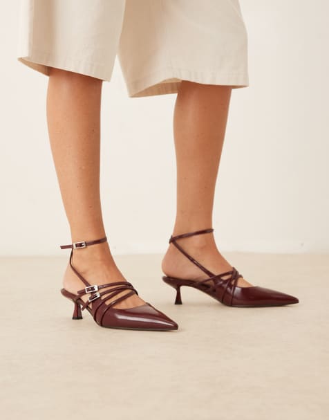 ASOS DESIGN - Sadie - Bordeaux sko med spændestropper og kitten-hæl - view 1