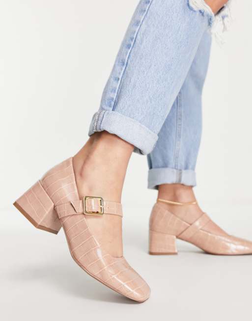 ASOS DESIGN - Sadie - Mary-Janes met blokhak in beige