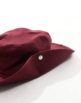 Asos Design Safari Bucket Hat In Red