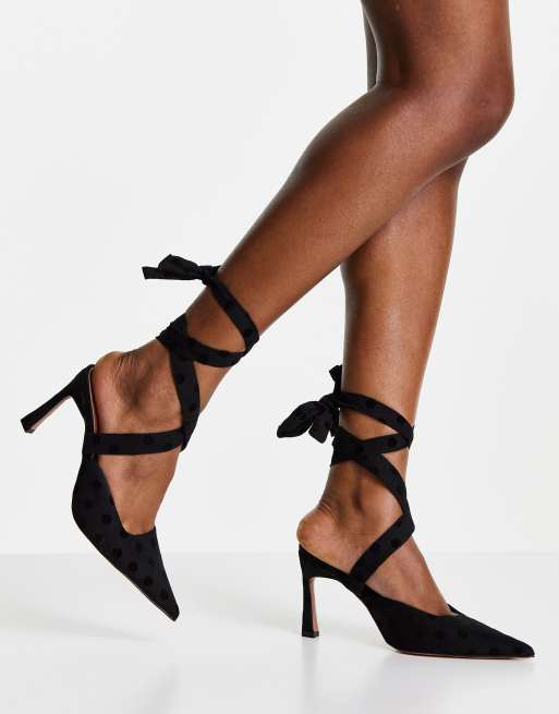 ASOS DESIGN - Saffi - Scarpe con tacco medio allacciate alla gamba, colore nero