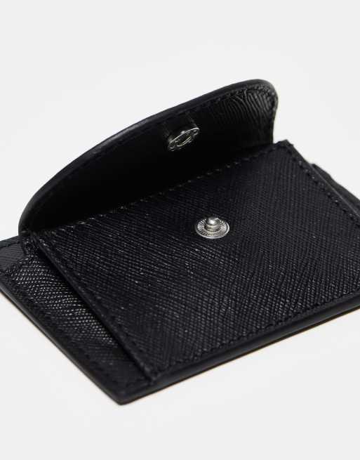 ASOS DESIGN saffiano leather card holder in black