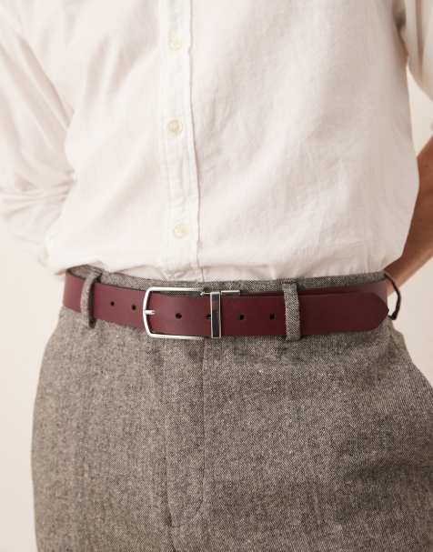 ASOS DESIGN – Saffiano - Svart och vinrött, vändbart läderskärp - view 1