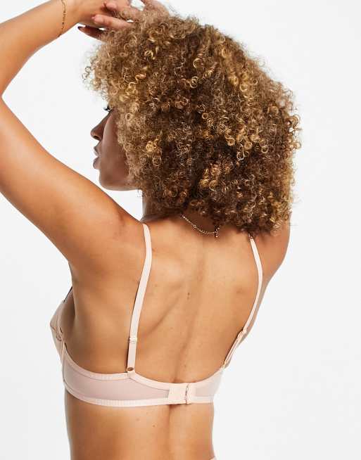 ASOS DESIGN - Saffron - Minimalistische gewatteerde balconette bh van satijn in roze, 3 van 4