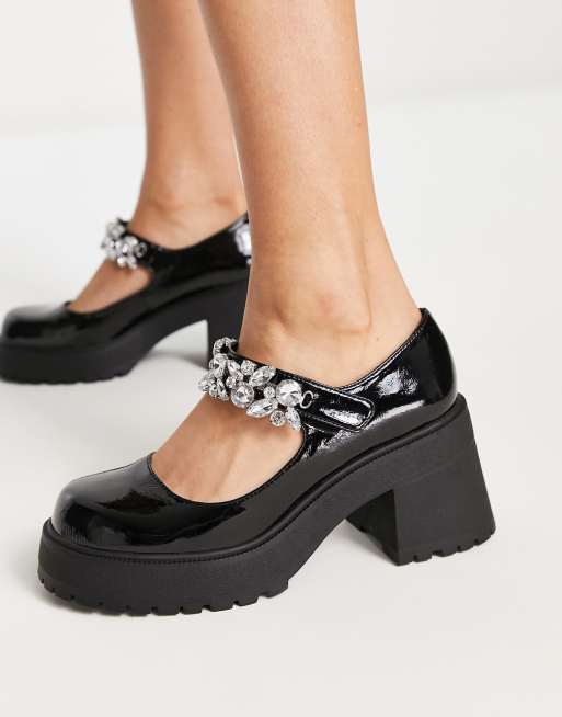 ASOS DESIGN - Saffron - Schoenen met hak, versieringen en dikke zool in zwart , 4 van 4