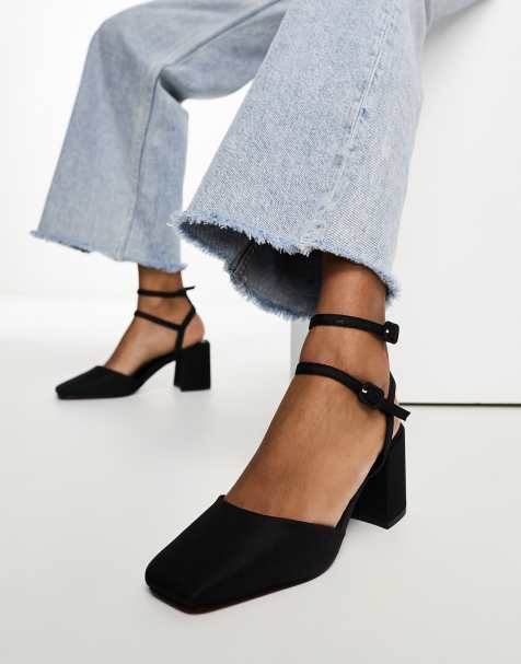 ASOS DESIGN Saffy block heeled mid shoes in black - view 1