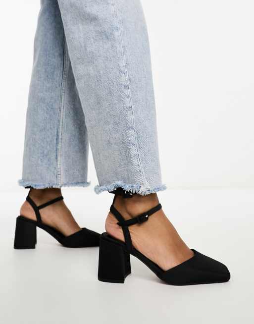 Asos black 2025 block heels