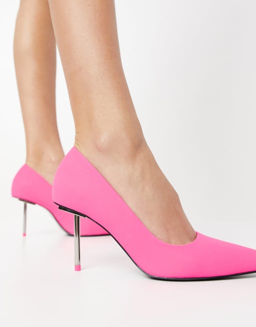 voorjaar attent zondag ASOS Design - Sage - Pumps met halfhoge hak in neon roze | ASOS