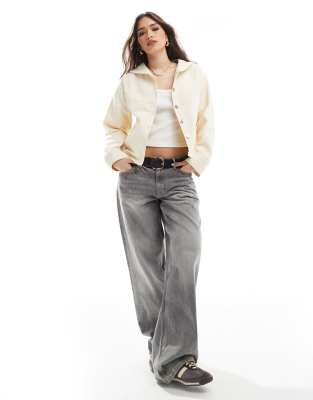 Asos Design Sailor Collar Jacket In Neutral
