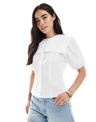 ASOS DESIGN - Sailor - Hvid T-shirt med sejlerkrave og korte ærmer - view 1