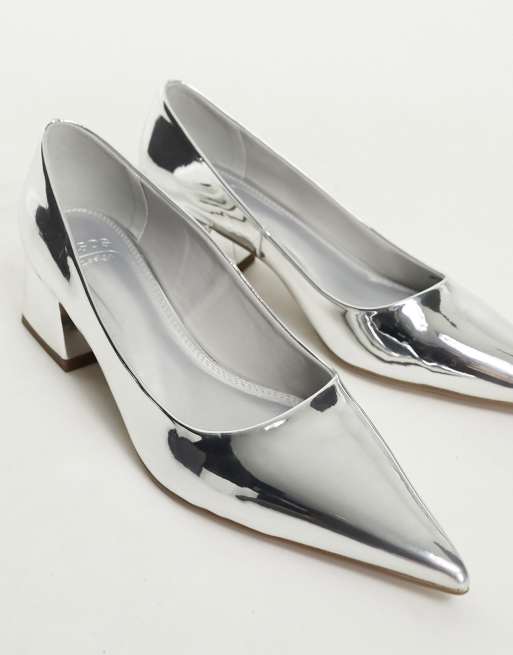 Silver grey shop mid heel shoes