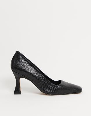 black square toe court shoes