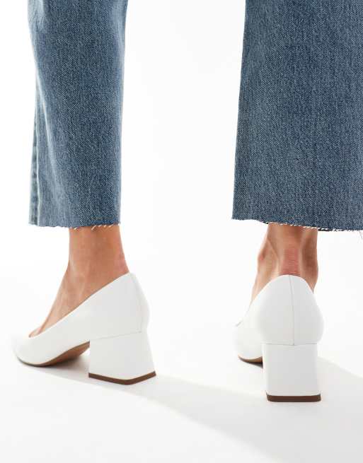 ASOS DESIGN - Saint - Schoenen met halfhoge blokhak in wit, 4 van 4