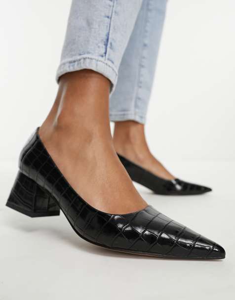 ASOS DESIGN – Saint – Schuhe in Schwarz mit mittelhohem Blockabsatz - view 1