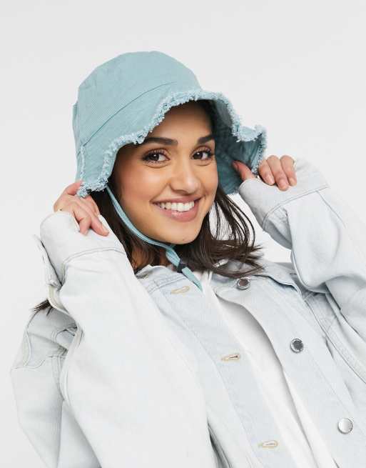 ASOS DESIGN – Salbeigrüner Anglerhut aus Leinen mit Cord und unversäuberten Kanten, 4 von 4