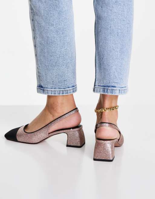 ASOS DESIGN – Sally – Glitzernde Schuhe mit Zehenkappe, Fersenriemen und Blockabsatz, 2 von 4
