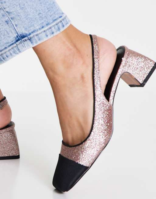 ASOS DESIGN – Sally – Glitzernde Schuhe mit Zehenkappe, Fersenriemen und Blockabsatz, 3 von 4