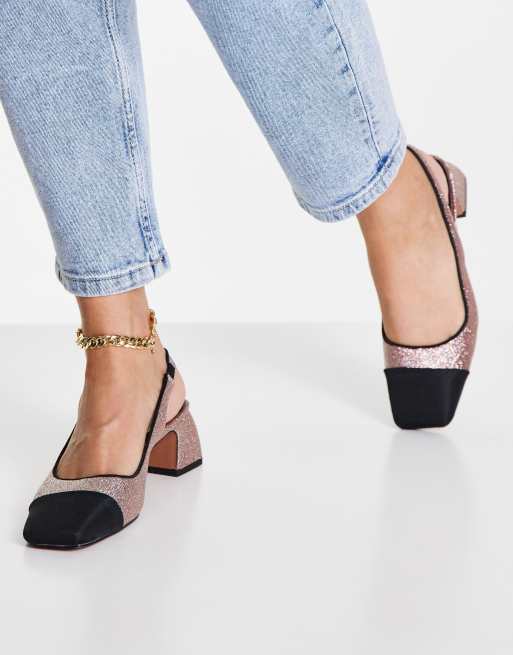 ASOS DESIGN – Sally – Glitzernde Schuhe mit Zehenkappe, Fersenriemen und Blockabsatz, 4 von 4