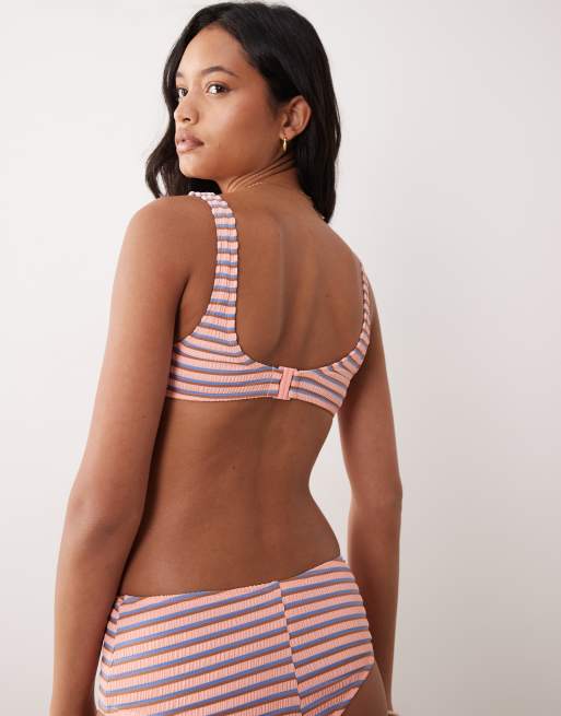 ASOS DESIGN - Sally - Haut de bikini à encolure dégagée et rayures texturées, 4 de 4
